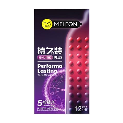 Bao cao su Meleon Performa Lasting 5 Times - Hạt nổi lớn kéo dài thời gian gấp 5 lần - Hộp 12 cái