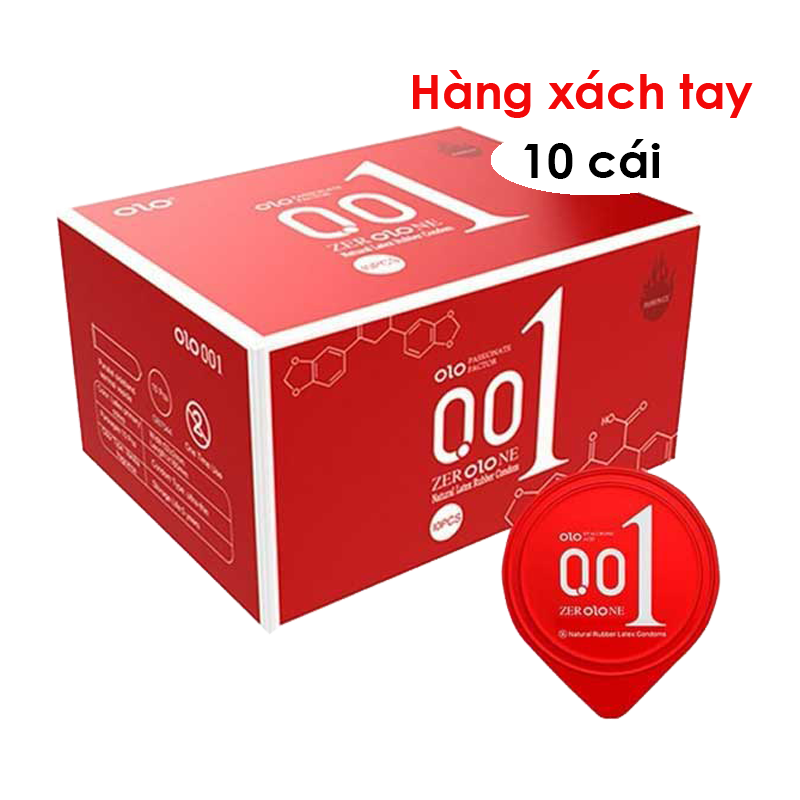 Bao cao su OLO 0.01 Đỏ - Siêu mỏng nóng ấm - Hộp 10 cái