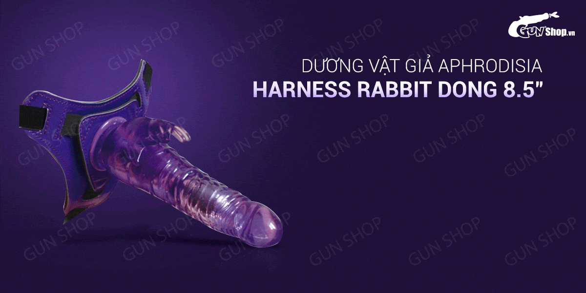  Sỉ Dương vật giả có dây đeo 10 chế độ rung dùng pin - Aphrodisia Harness Rabbit Dong 8.5 nhập khẩu