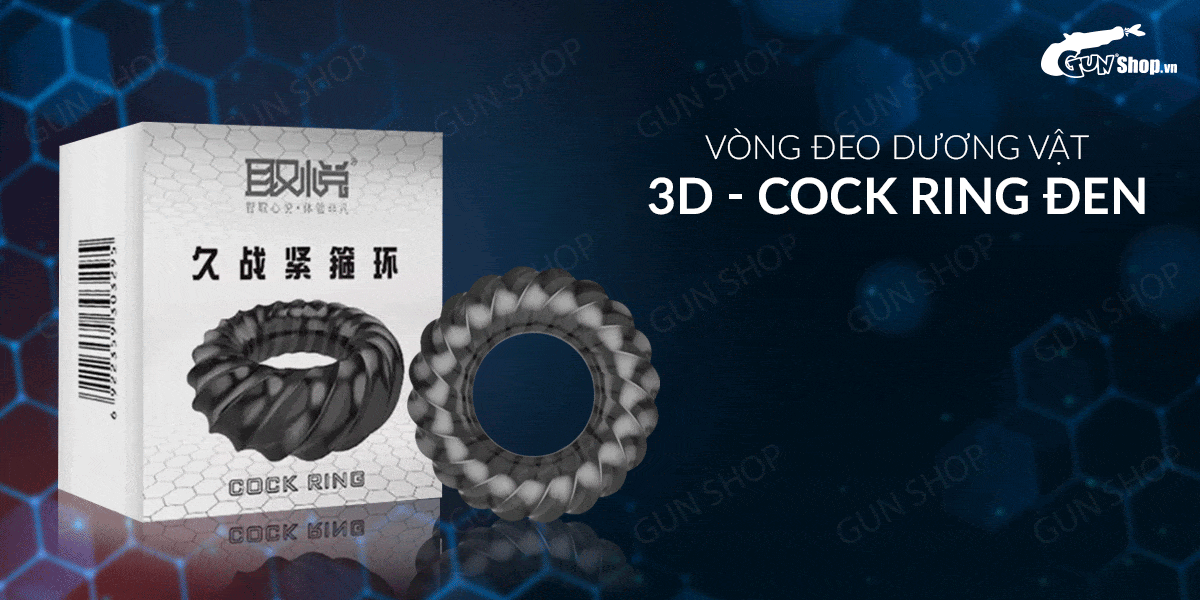  Shop bán Vòng đeo dương vật kéo dài thời gian trì hoãn xuất tinh 3D - Cock Ring Đen tốt nhất
