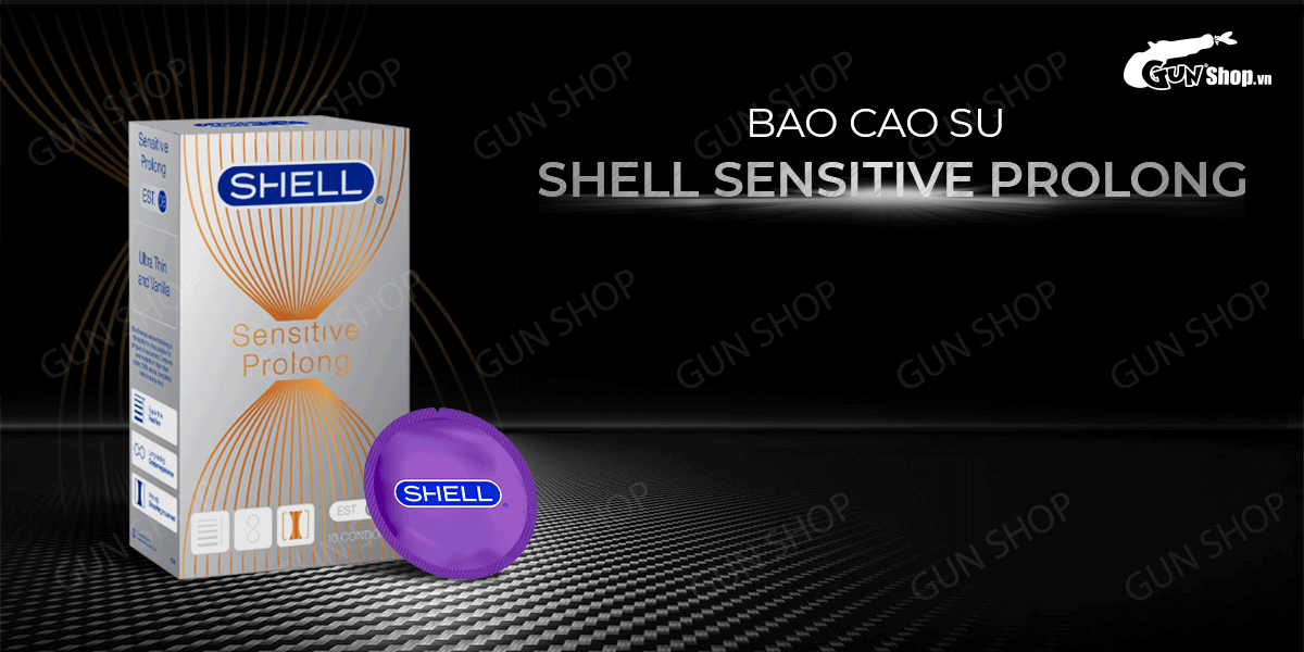  Bán Bao cao su Shell Sensitive Prolong - Siêu mỏng 0.03mm kéo dài thời gian - Hộp 10 cái hàng mới về