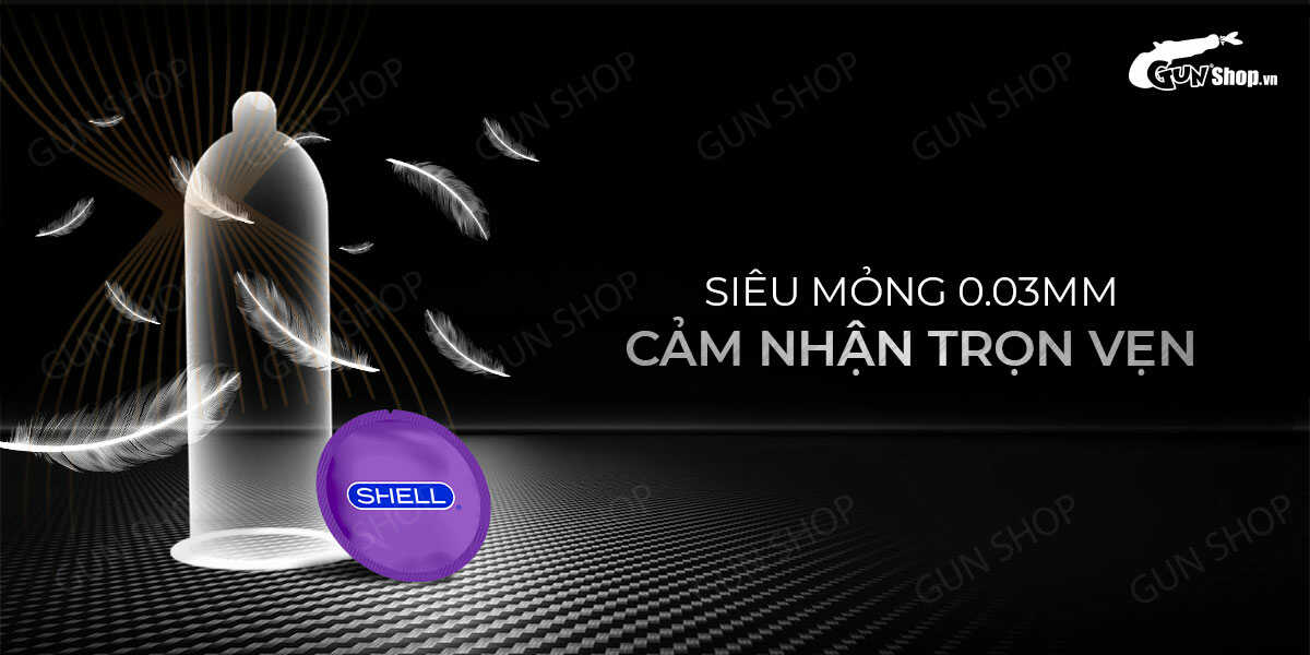  Bán Bao cao su Shell Sensitive Prolong - Siêu mỏng 0.03mm kéo dài thời gian - Hộp 10 cái hàng mới về