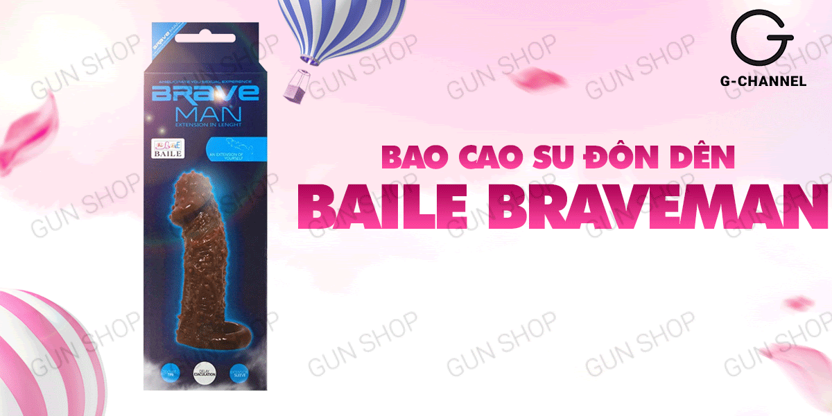  Review Bao cao su đôn dên tăng kích thước có dây đeo Baile Braveman 14 x 4cm chính hãng