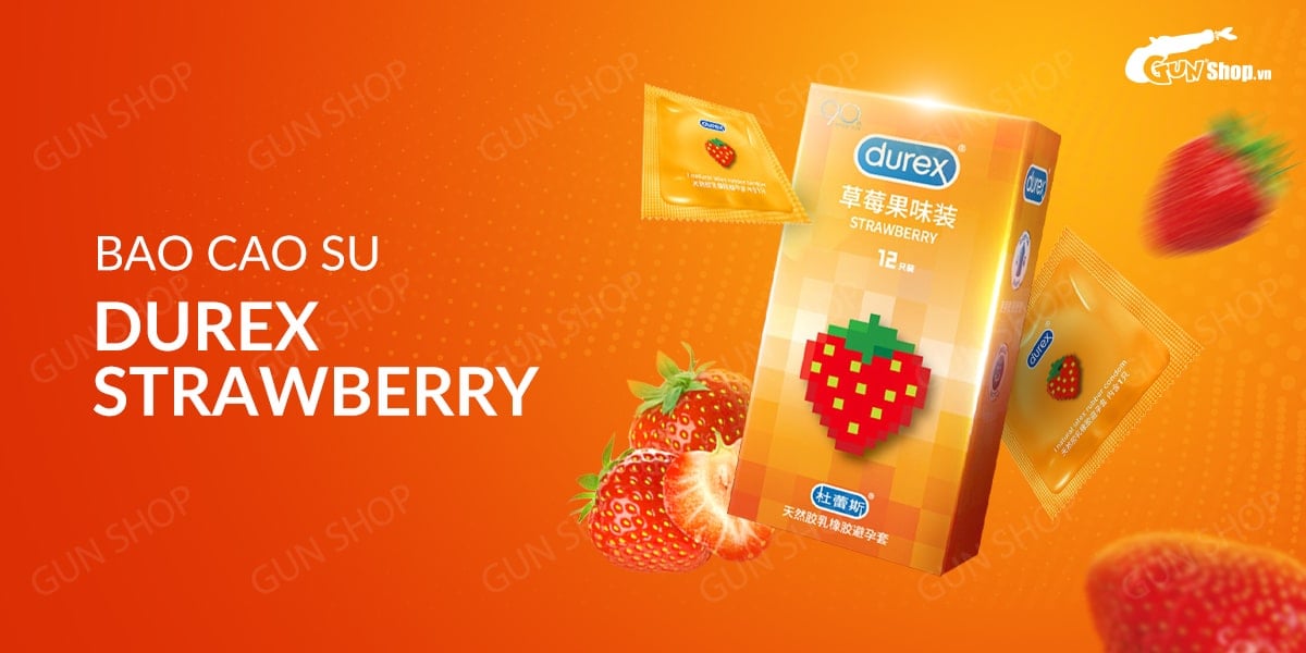  Phân phối Bao cao su Durex Strawberry - Hương dâu 56mm - Hộp 12 cái giá rẻ