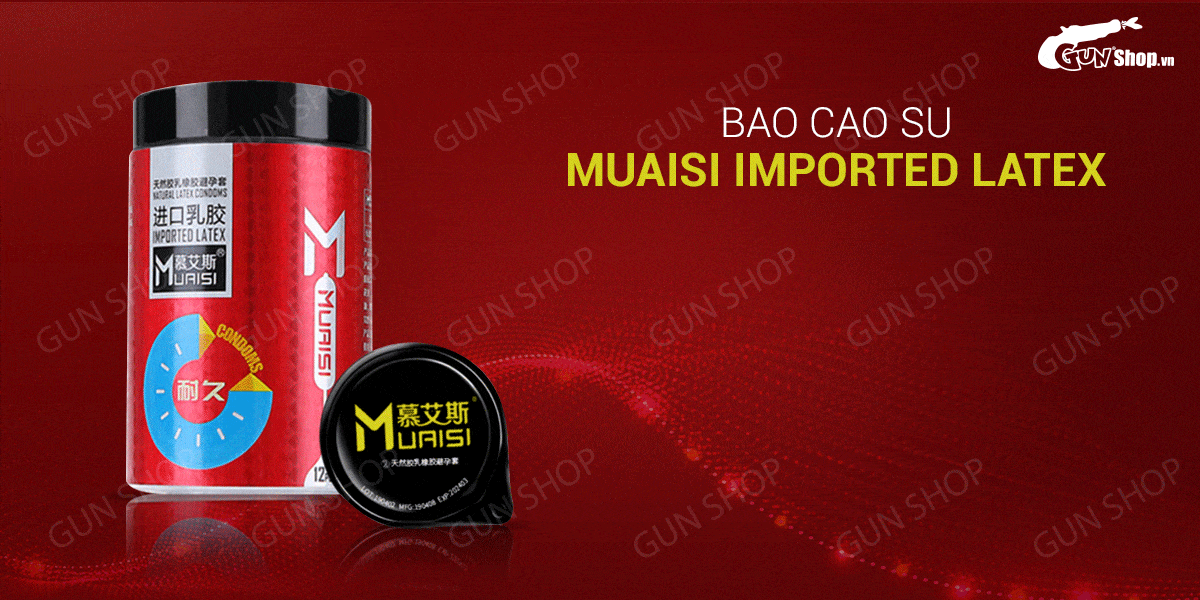  Bán Bao cao su Muaisi Imported Latex Red - Kéo dài thời gian - Hộp 12 cái loại tốt