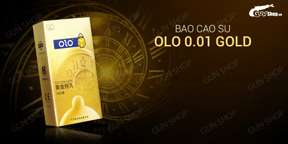  Bỏ sỉ Bao cao su OLO 0.01 Gold - Siêu mỏng kéo dài thời gian - Hộp 10 cái hàng mới về