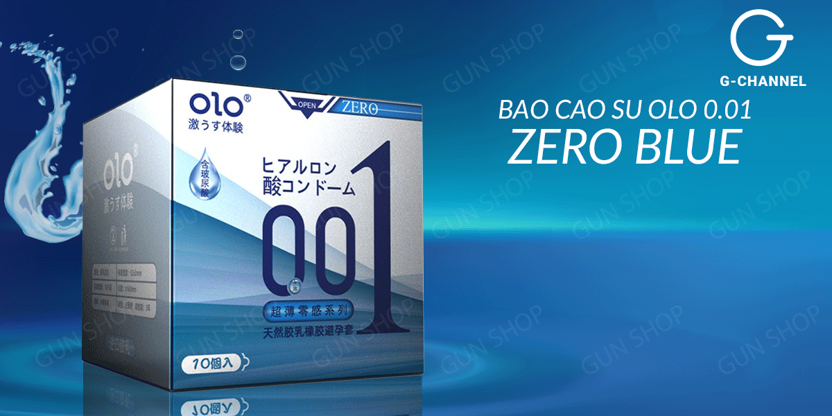  Bán Bao cao su OLO 0.01 Zero Blue - Siêu mỏng nhiều gel - Hộp 10 cái chính hãng