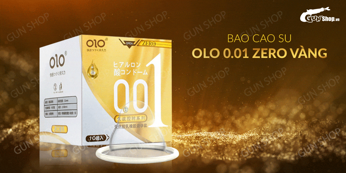  Đại lý Bao cao su OLO 0.01 Zero Vàng - Siêu mỏng gân và hạt - Hộp 10 cái mới nhất